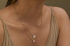 Layered Diamond Disc Necklace 14k Solid Gold