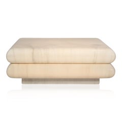 Layered Floating Coffee Table in Lacquered Goatskin, Italy, circa 1980s