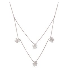 Collana di diamanti floreali a strati in oro massiccio 14k (certificato)