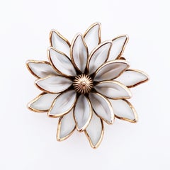 Layered Frosted Glass Flower Figural Brooch By Crown Trifari, 1950s