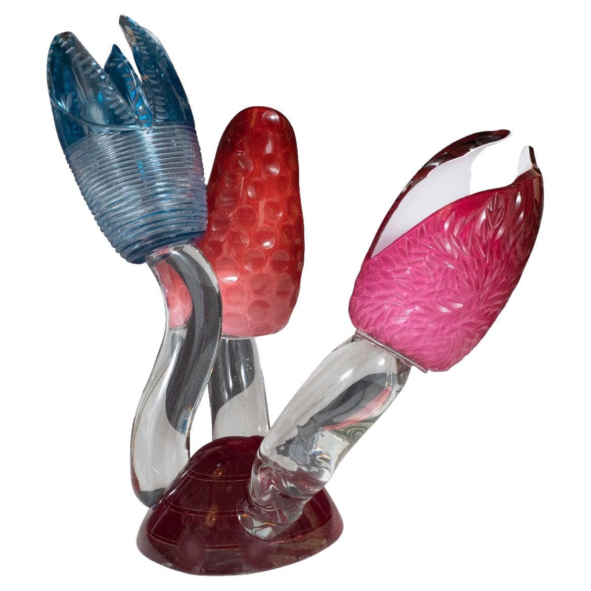 Layered Glass "Dragonfruit" Sculpture by Jiri Jelinek For Sale