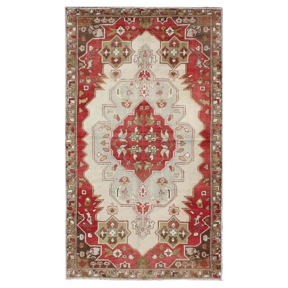 Vintage Turkish Oushak Area Rug with Medieval Jacobean Style For Sale ...