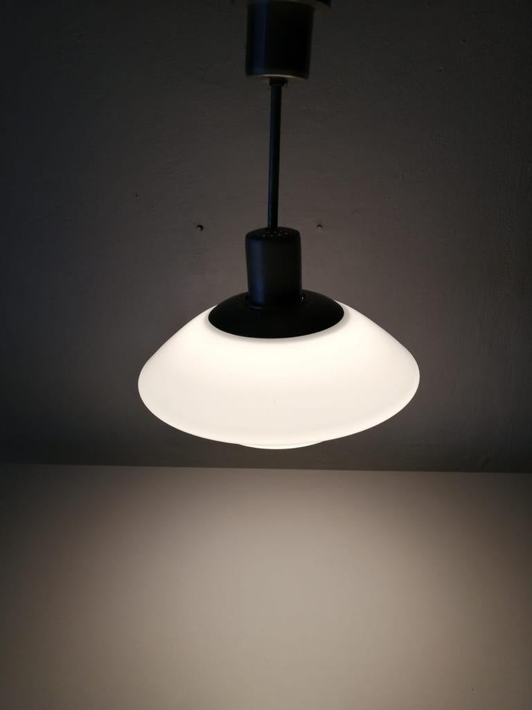 Bauhaus Layered Milk Glass Art Deco Pendant Lamp by VERALUX, 1940s, Made in Germany