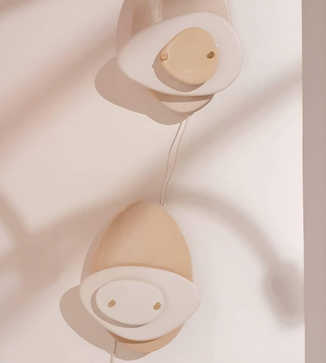 Layered Off-White Organic Ceramic Contemporary Wall Sconce by Elsa Foulon For Sale 9