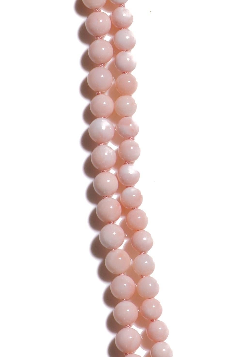 Collar de Coral Rosa Piel de Ángel en Oro Amarillo de 14K en Nuevo estado para la venta en GOES, NL