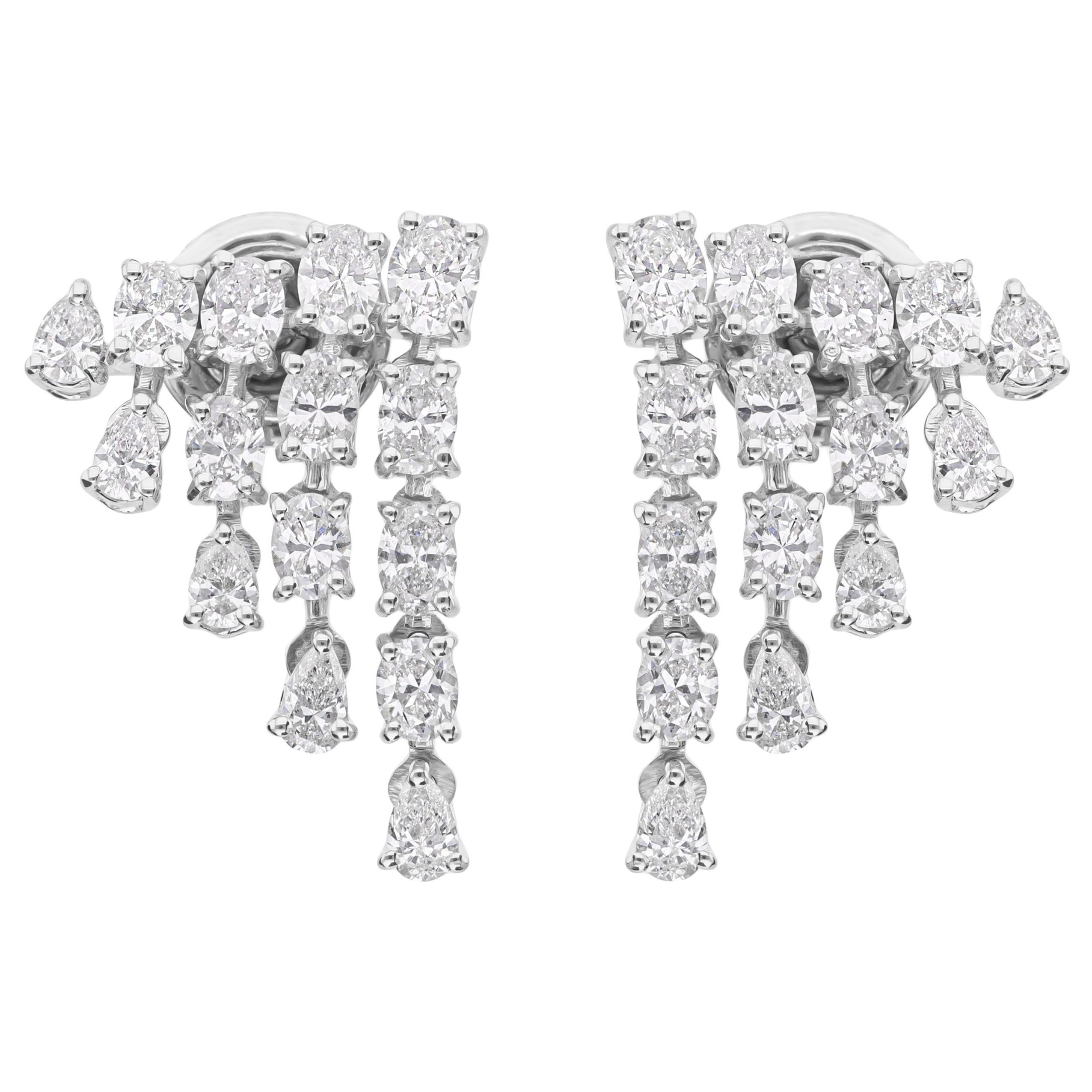 Pendientes de diamantes en capas de oro blanco de 14k con claridad SI y color HI en venta