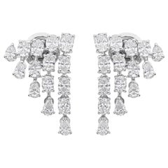 Pendientes de diamantes en capas de oro blanco de 14k con claridad SI y color HI