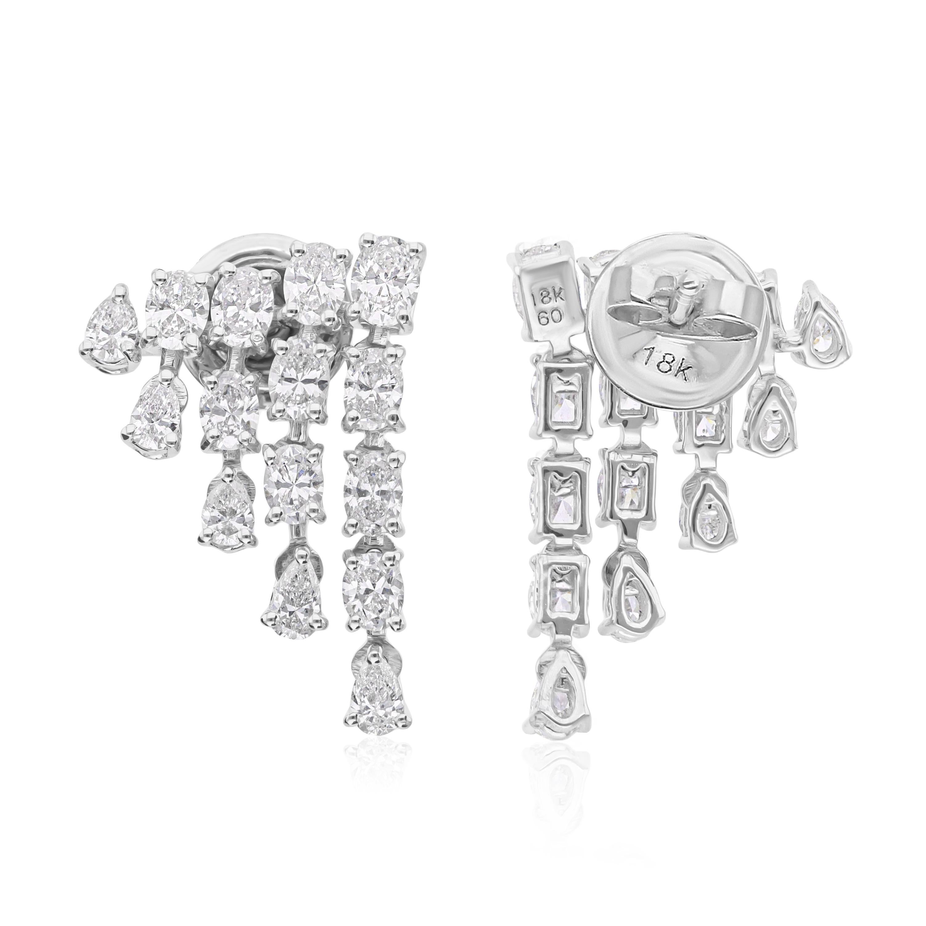 Geschichtete SI Reinheit HI Farbe Diamant Ohrstecker 18k Weißgold (Modernistisch) im Angebot
