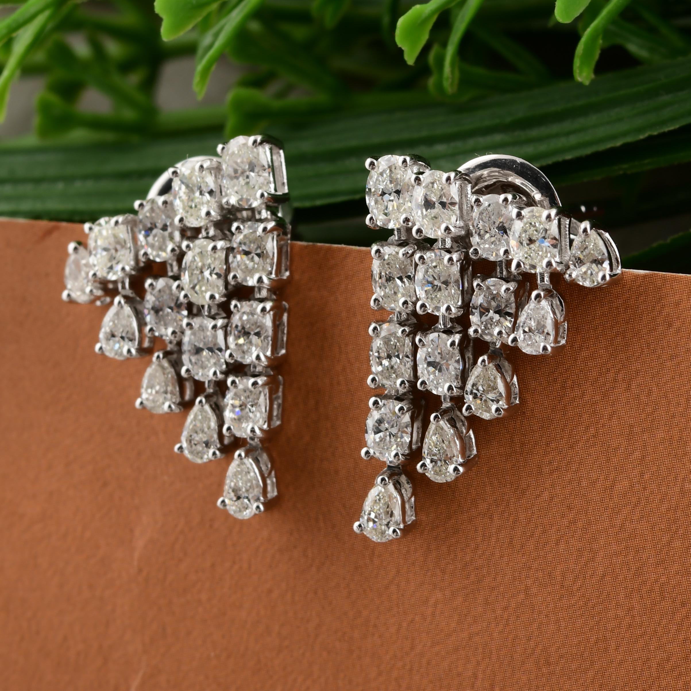 Geschichtete SI Reinheit HI Farbe Diamant Ohrstecker 18k Weißgold Damen im Angebot