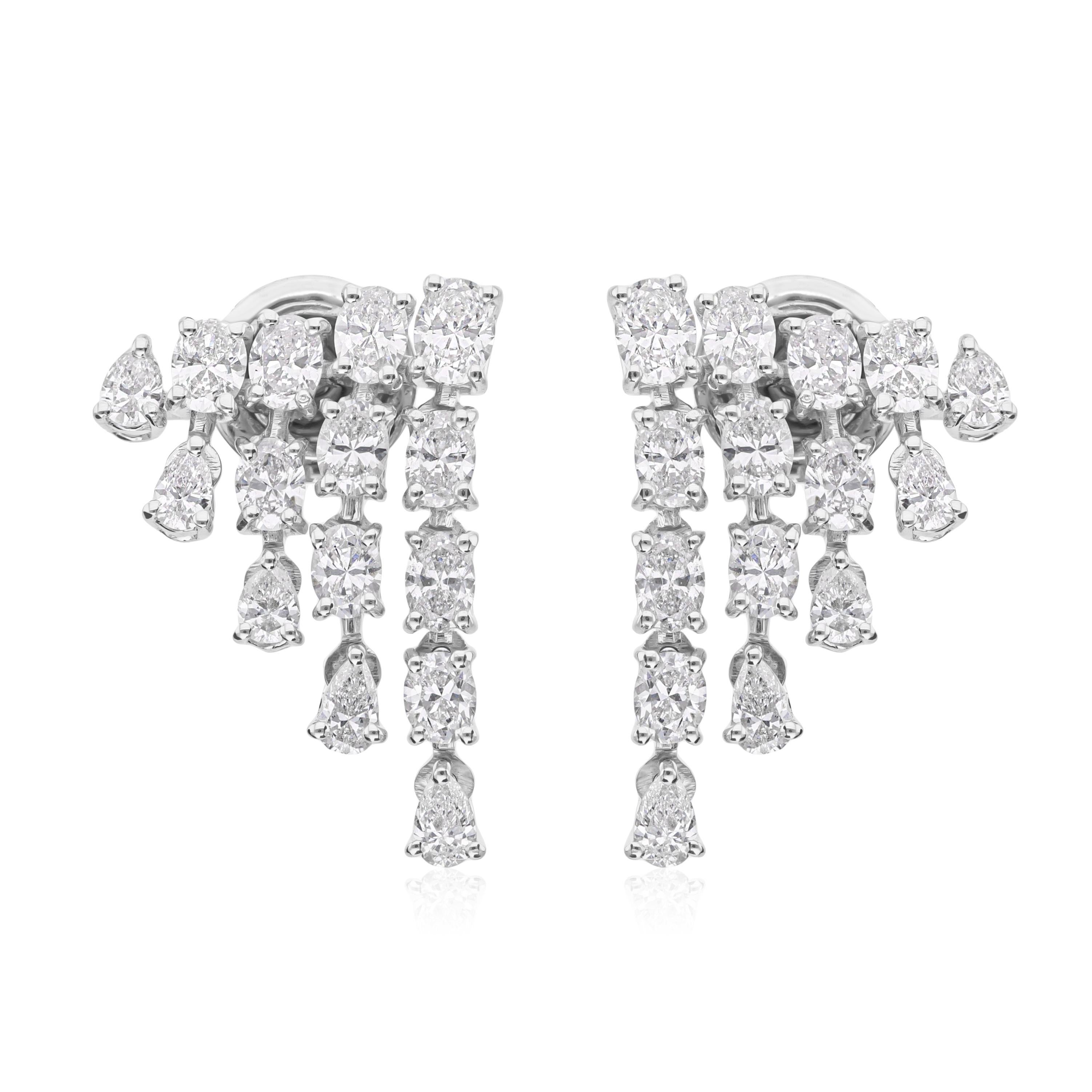 Geschichtete SI Reinheit HI Farbe Diamant Ohrstecker 18k Weißgold im Angebot