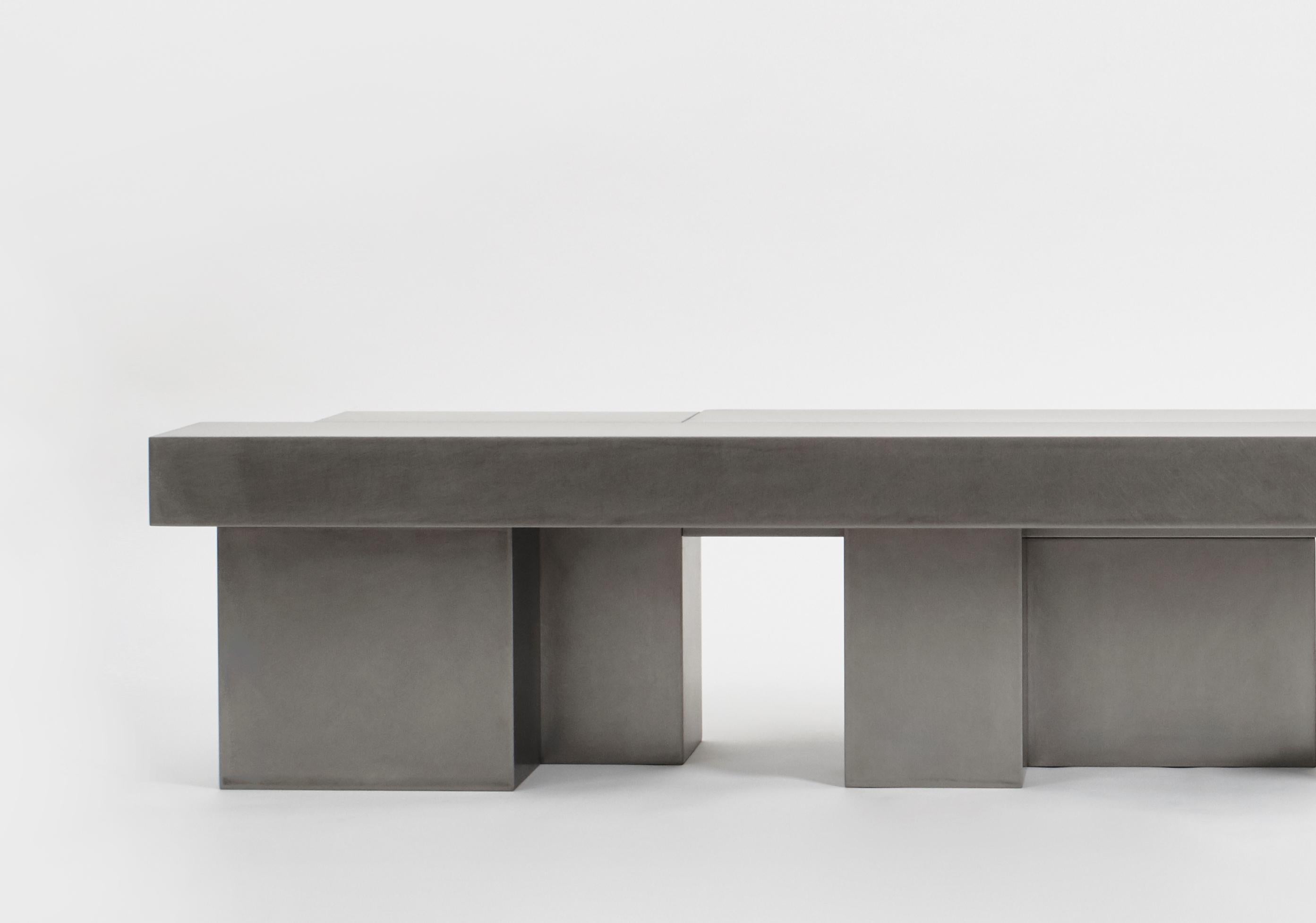 Post-Modern Layered Steel Bench by Hyungshin Hwang For Sale