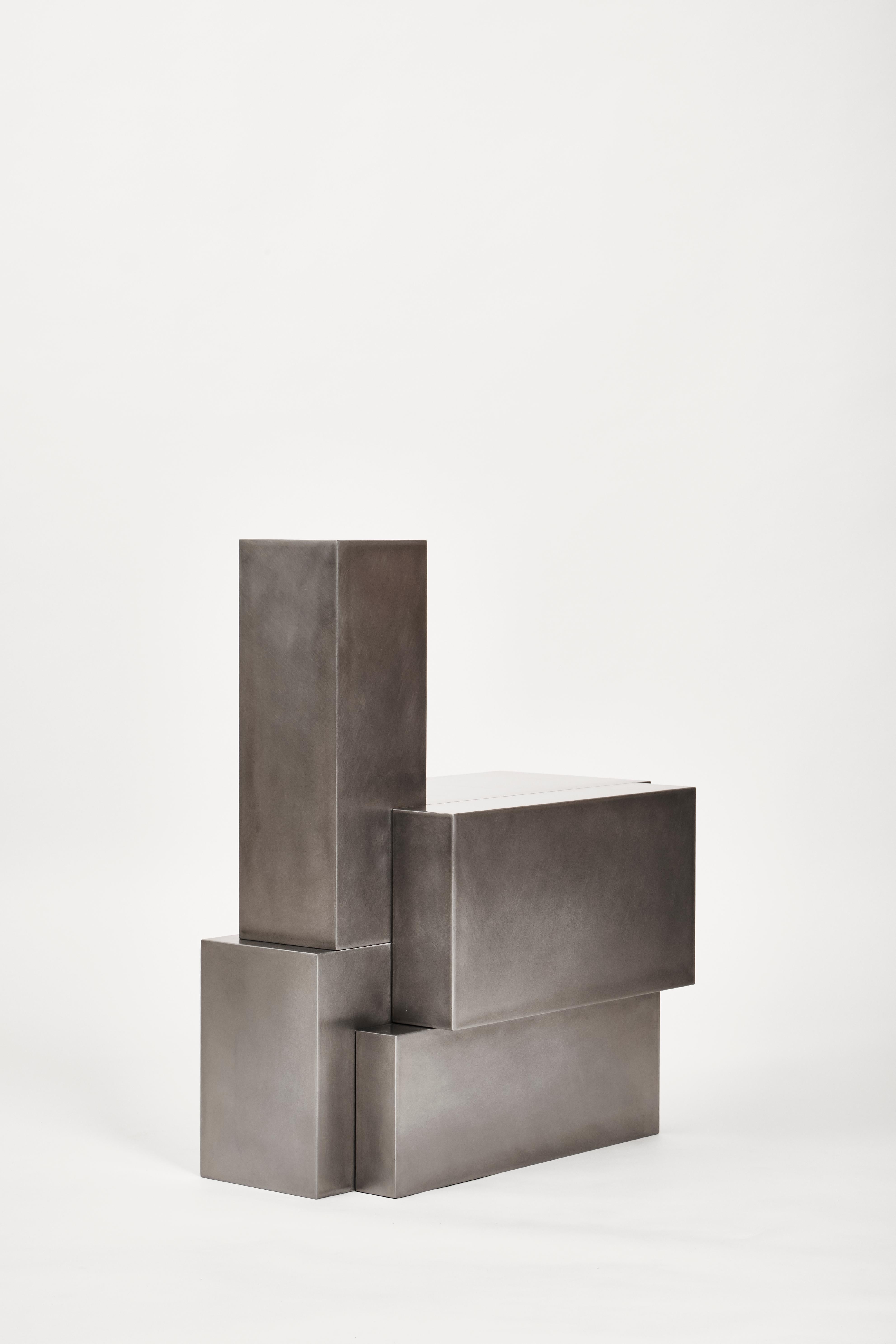 Layered steel stool by Hyungshin Hwang
2020
Dimensions: D 33 x W 60 x H 72 cm
Materials: Stainless steel

Layered Series is the main theme and concept of work of Hwang, who continues his experiment which is based on architectural composition of