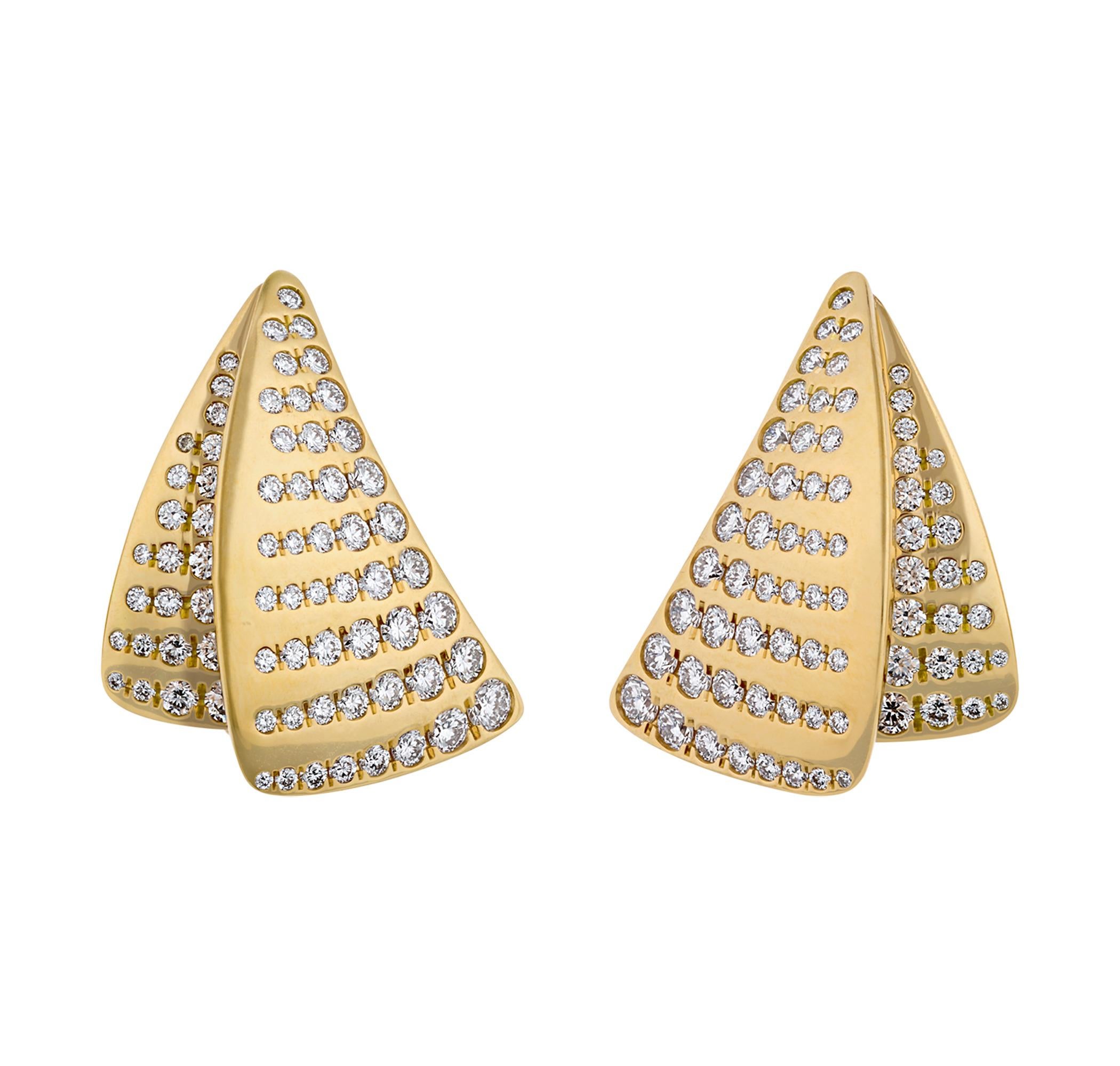 Mehrlagige dreieckige Diamant-Ohrringe, 1,75 Karat (Moderne) im Angebot