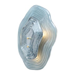 Layered Venetian Glass Sconces in Blue and Silver Leaf, Murano, Macchie