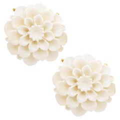 Layered White Flower Statement Earrings By Kenneth Jay Lane, 1980s