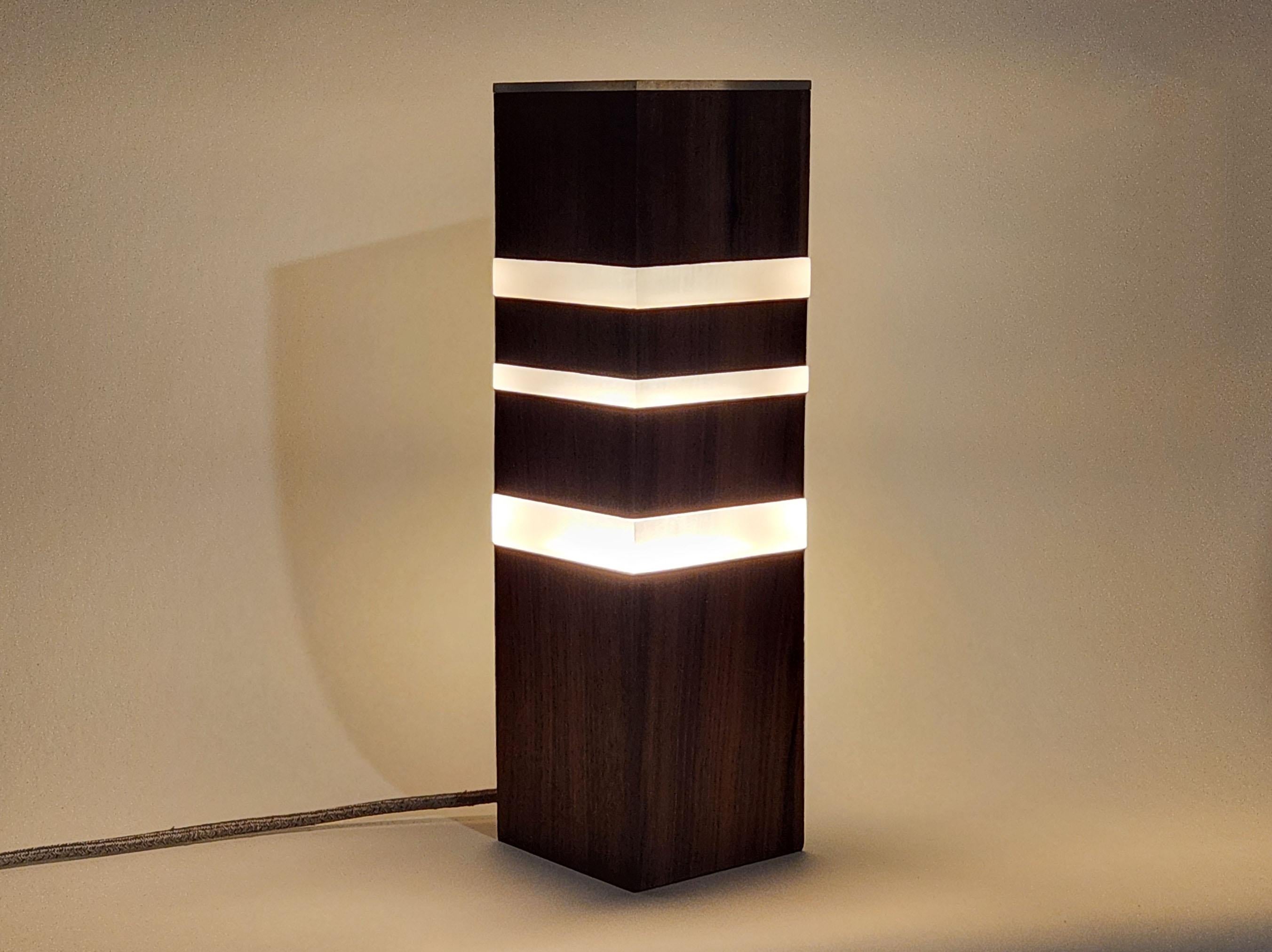 Modern Henry Laborde - Layered Wood and Resin Table Mood Lamp For Sale
