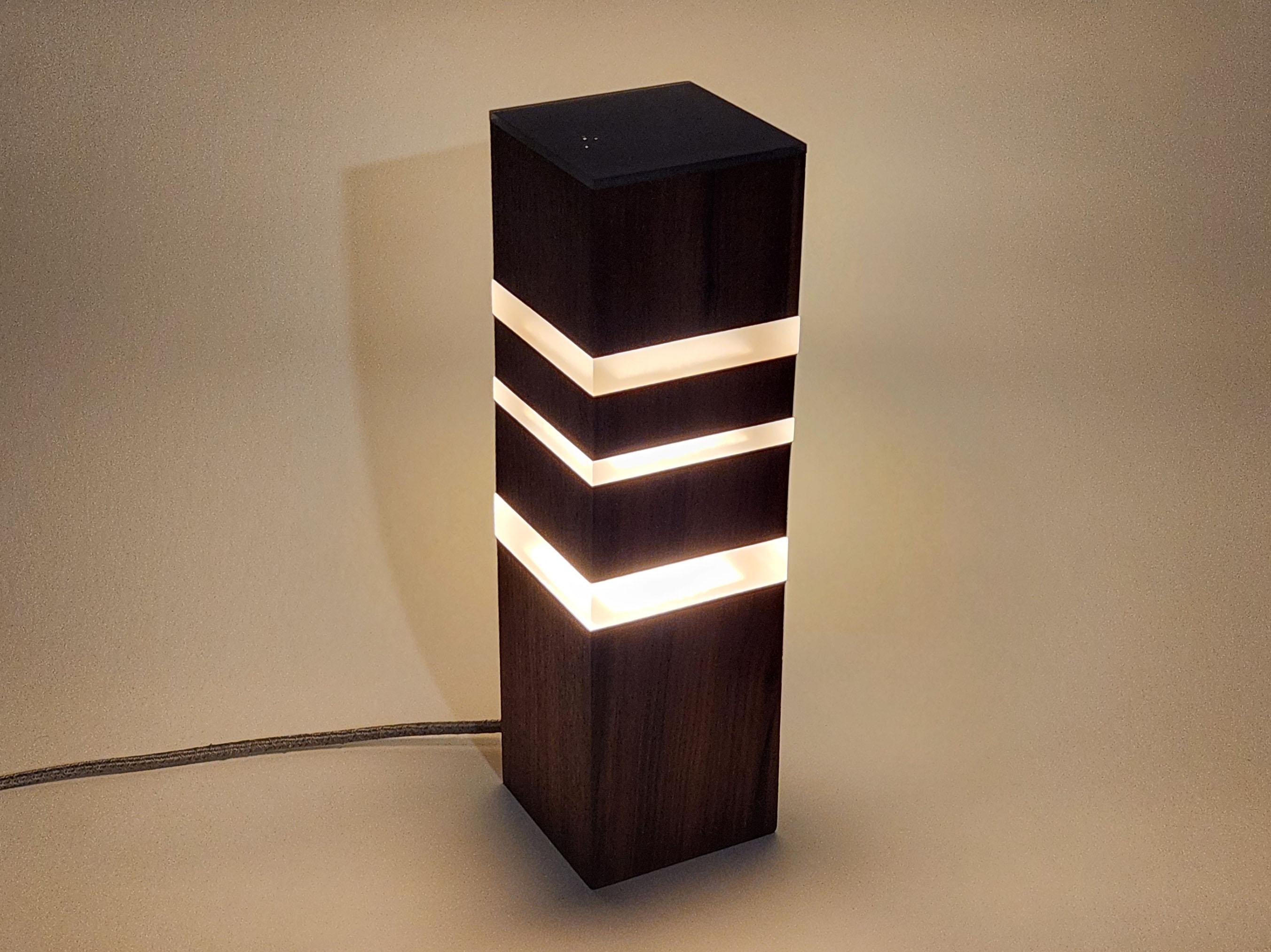 American Henry Laborde - Layered Wood and Resin Table Mood Lamp For Sale