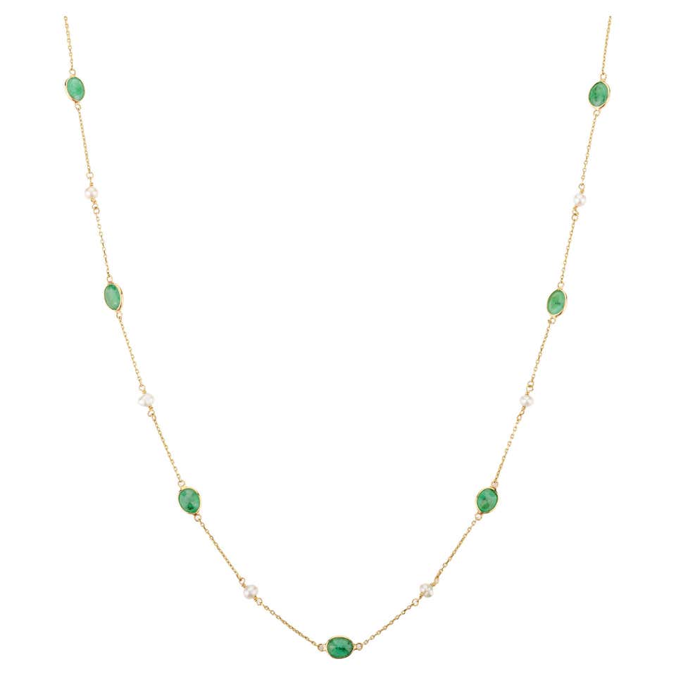 Everyday Emerald Ruby Minimalist Chain Necklace Gift for Mom in 18k ...