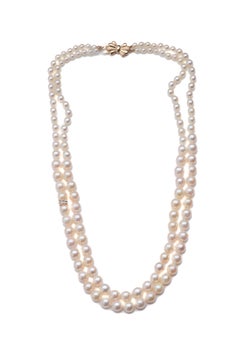 Layered Saltwater Akoya Pearl Diamons Yellow Gold Necklace