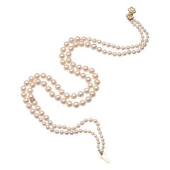Layered Saltwater Akoya Pearl Diamons Yellow Gold Necklace