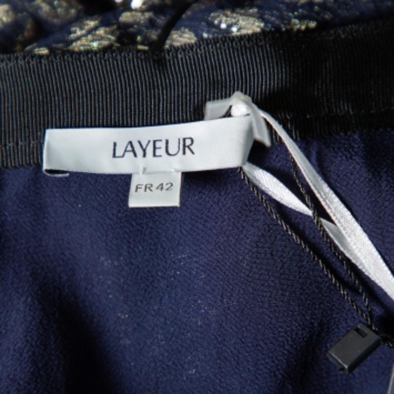 Layeur Metallic Fil Coupe Belted Tunic Top & Maxi Skirt L In Good Condition For Sale In Dubai, Al Qouz 2