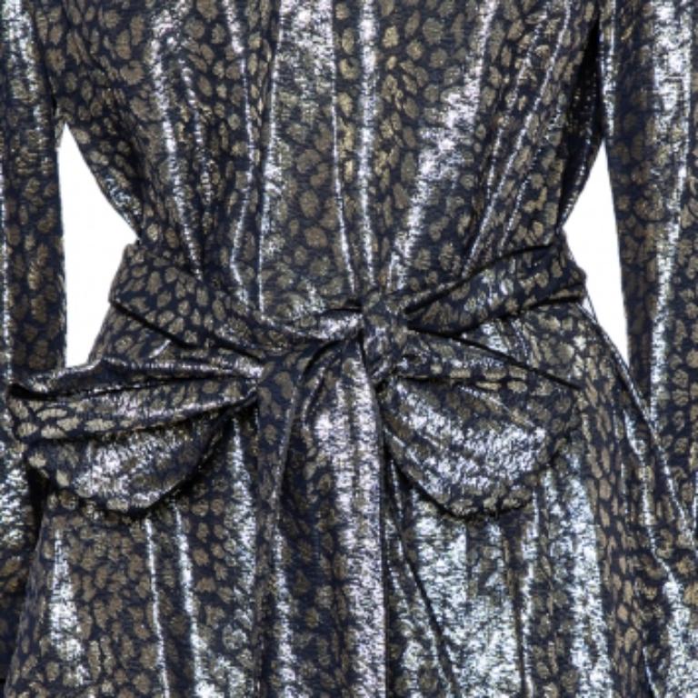 Layeur Metallic Fil Coupe Belted Tunic Top & Maxi Skirt L For Sale 3