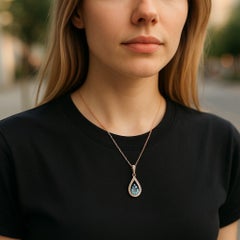 Layla Blue Topaz Pendant, 10K Yellow Gold with Pear Shaped Swiss Blue Topaz