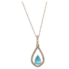Layla Blue Topaz Pendant, 10K Yellow Gold with Pear Shaped Swiss Blue Topaz