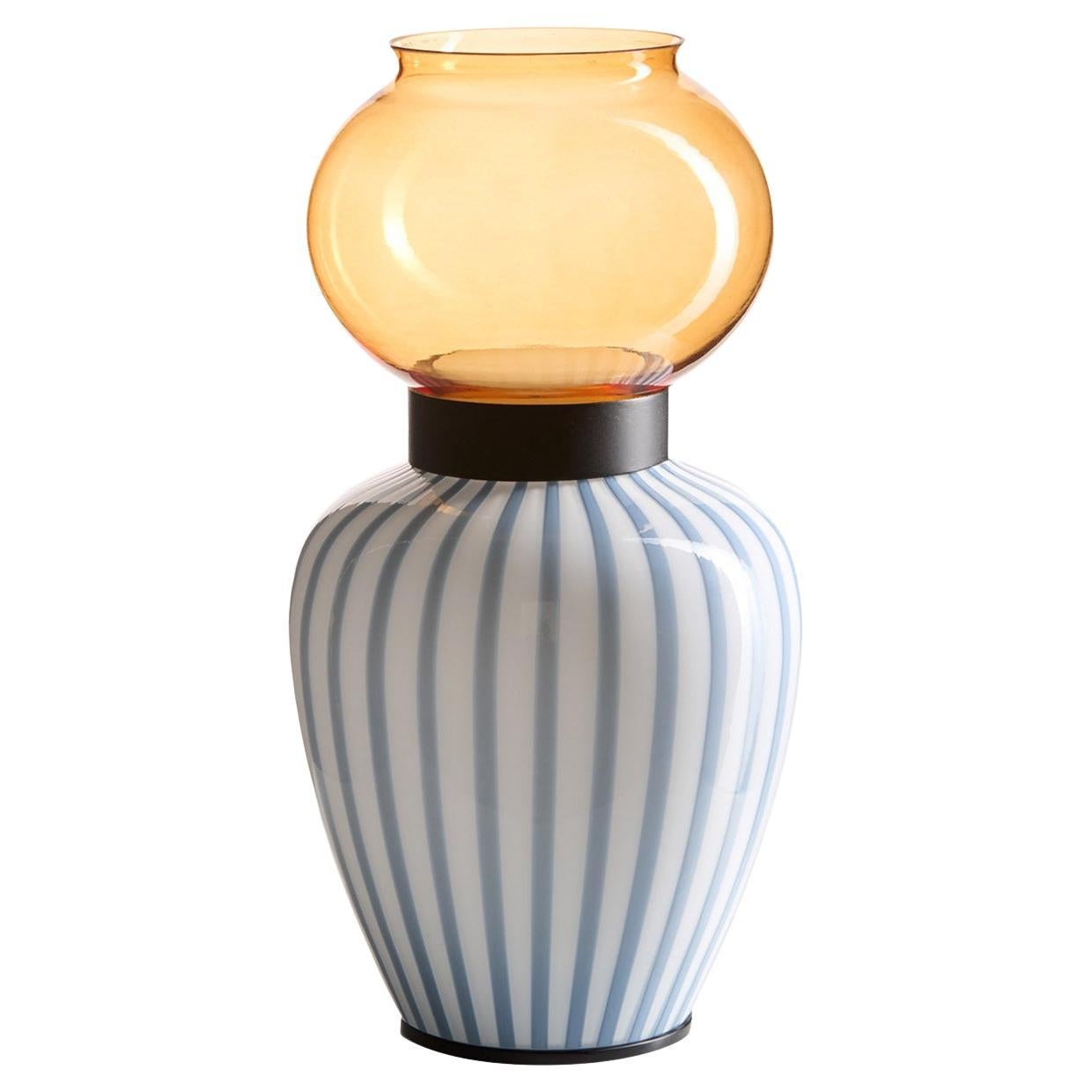 Layla Light Blue Striped Table Lamp by Serena Confalonieri For Sale