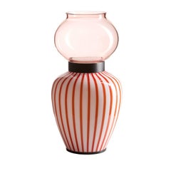 Layla Red Striped & Layla Pink Striped Table Lamp by Serena Confalonieri