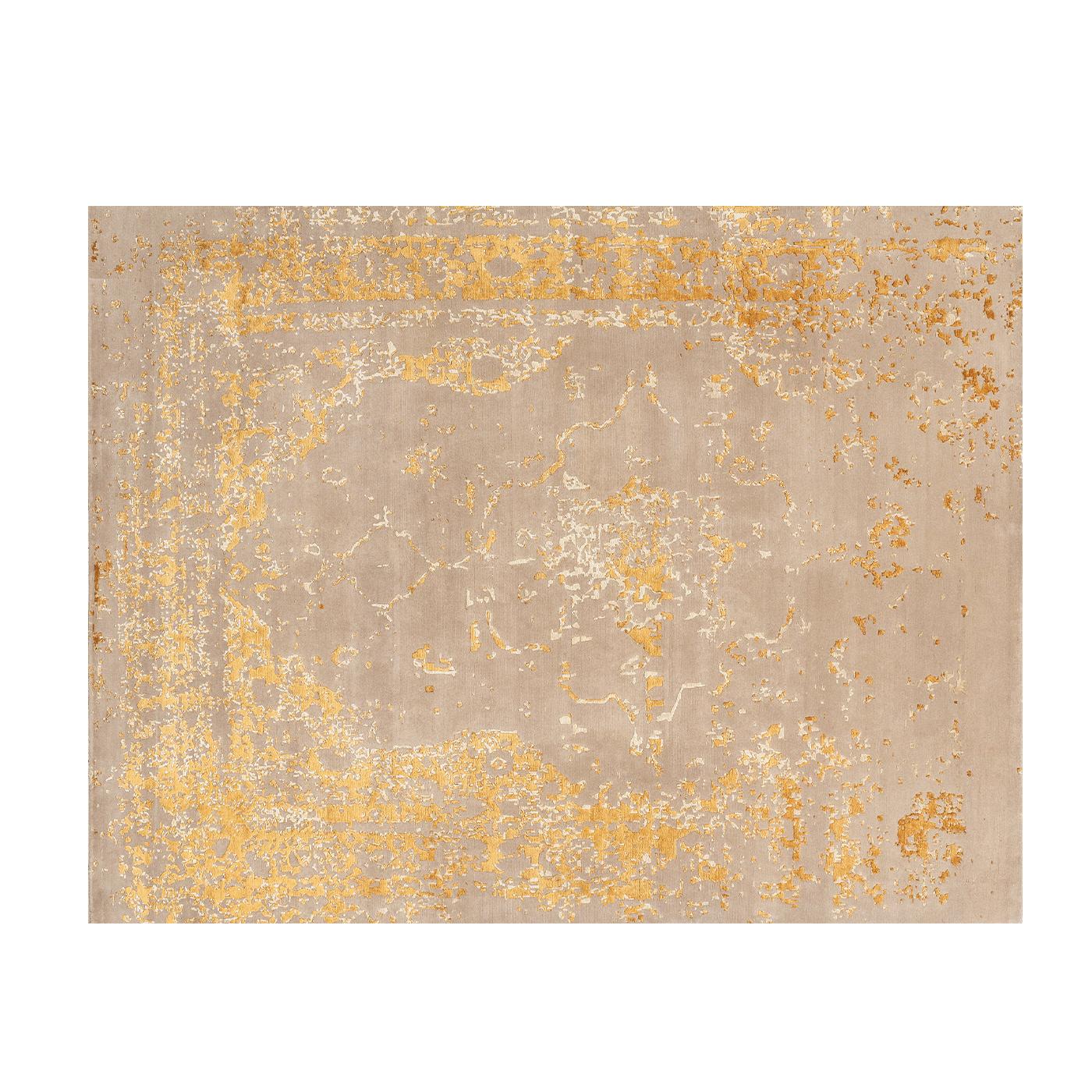This enchanting rug handcrafted in Nepal with an equal percentage of luminous, golden silk and fine, beige-hued Himalayan wool is named after the Arabic for 