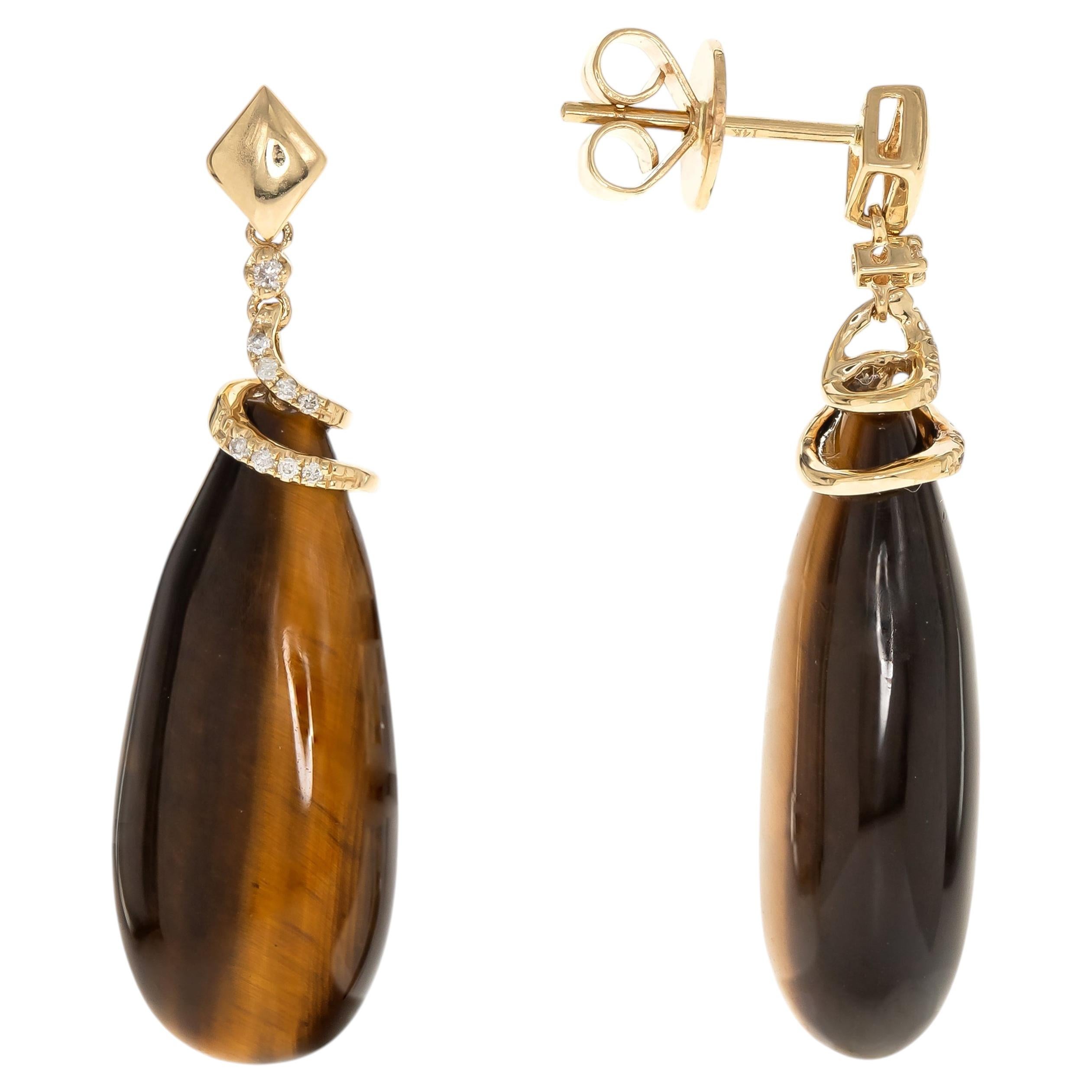 Laylani 14K Yellow Gold Fancy-Cut Tiger Eye Earrings