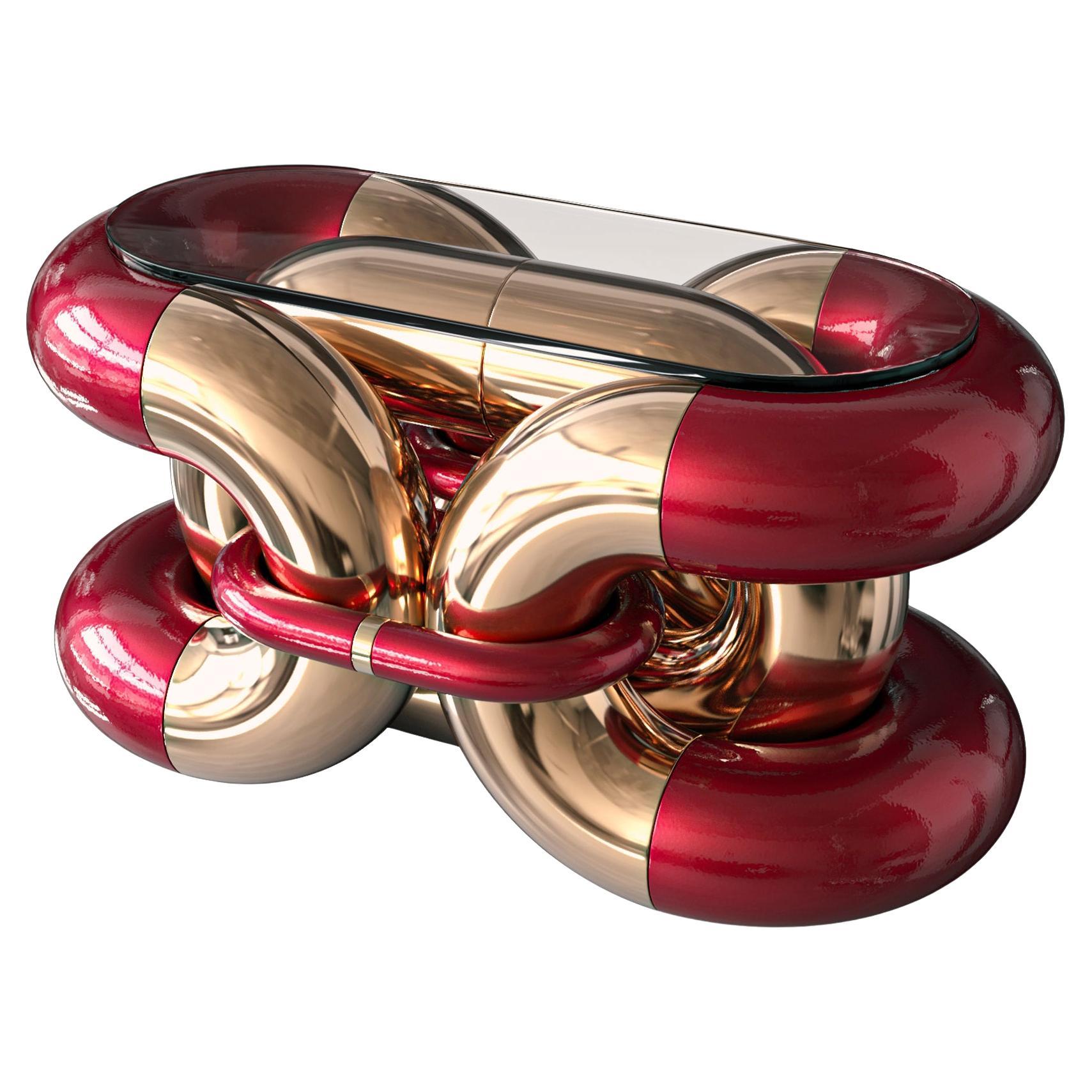 "Laylay" Coffee Table with Bronze, Stainless Steel, Handmade, Istanbul