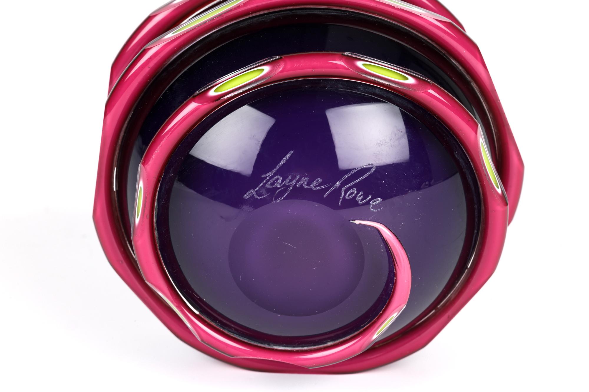 Layne Rowe Purple, Pink, Green & White Cased Glass Scent Bottle For Sale 7