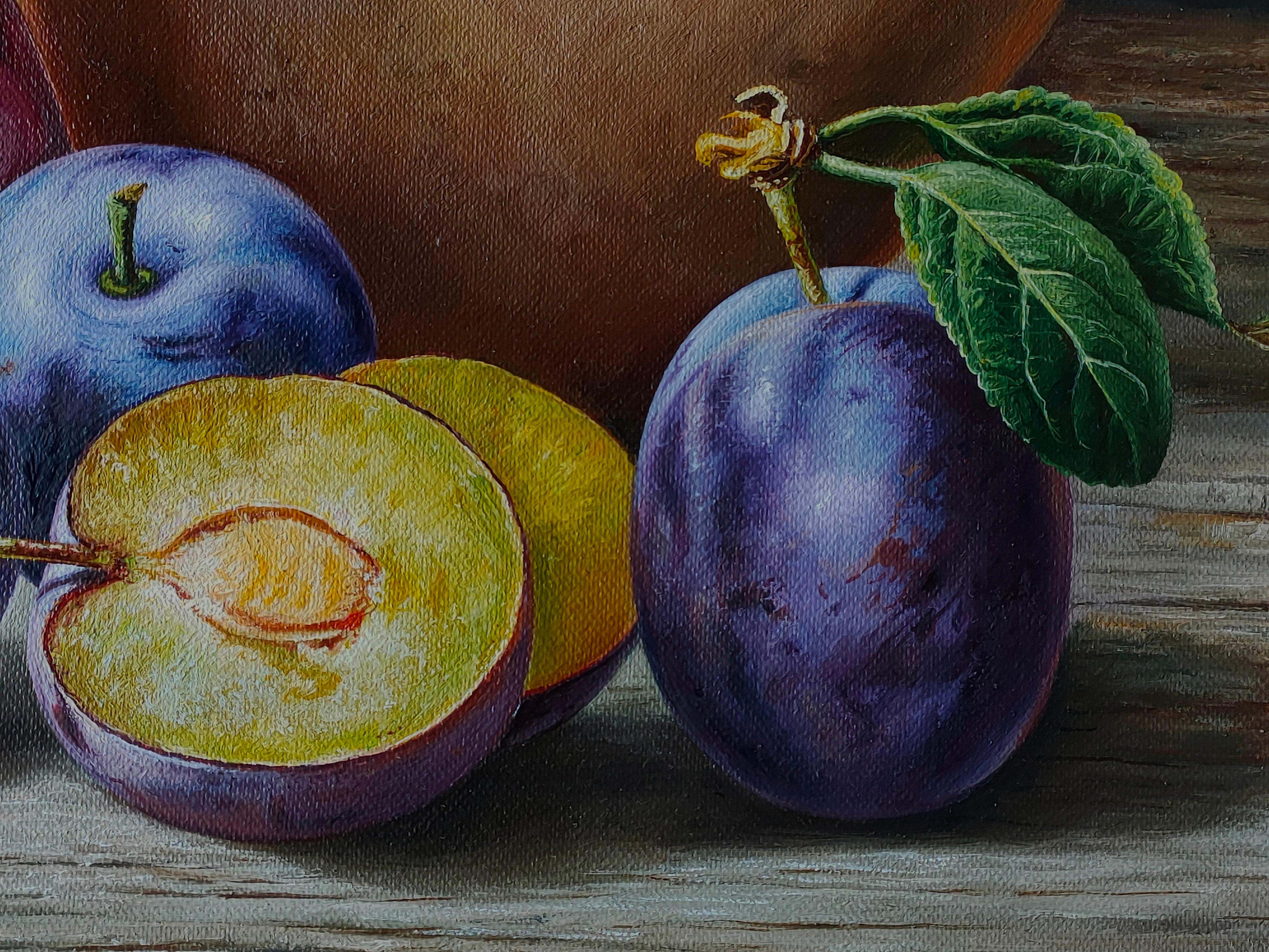 fruit basket acrylic painting