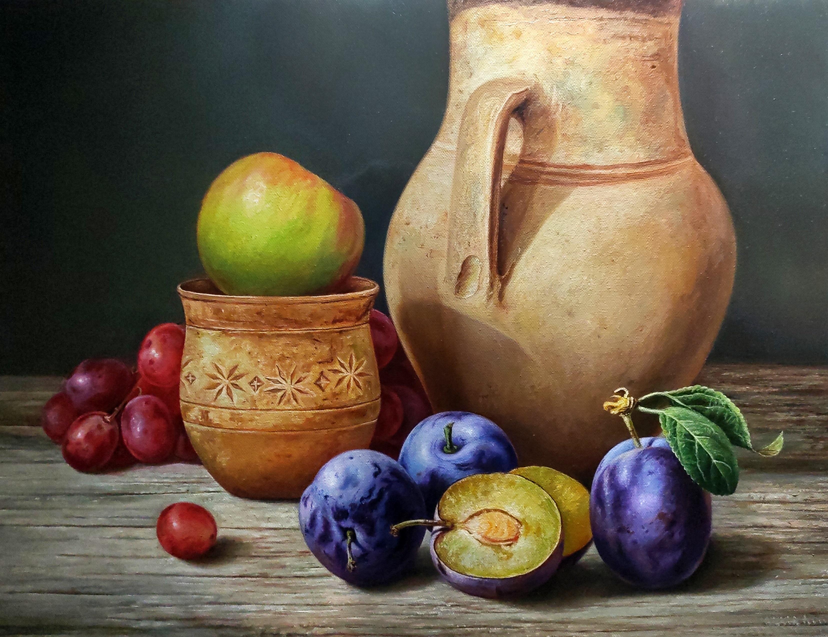 Layong Jingga Probo Still-Life Painting - Sweet Fruits Earthenware