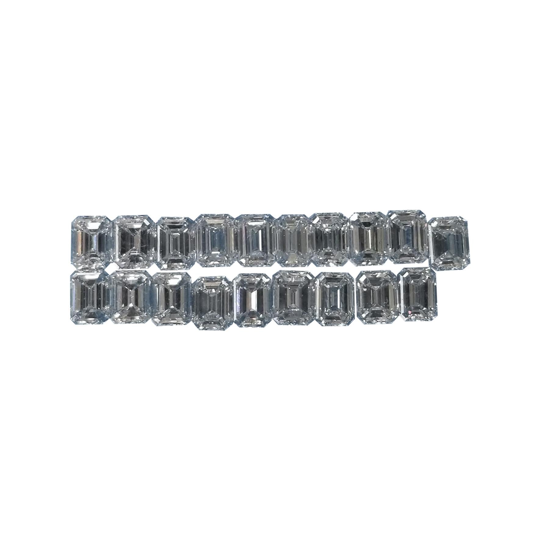 Layout of Emerald Cut Diamonds for an Eternity Ring 6.07 Carat