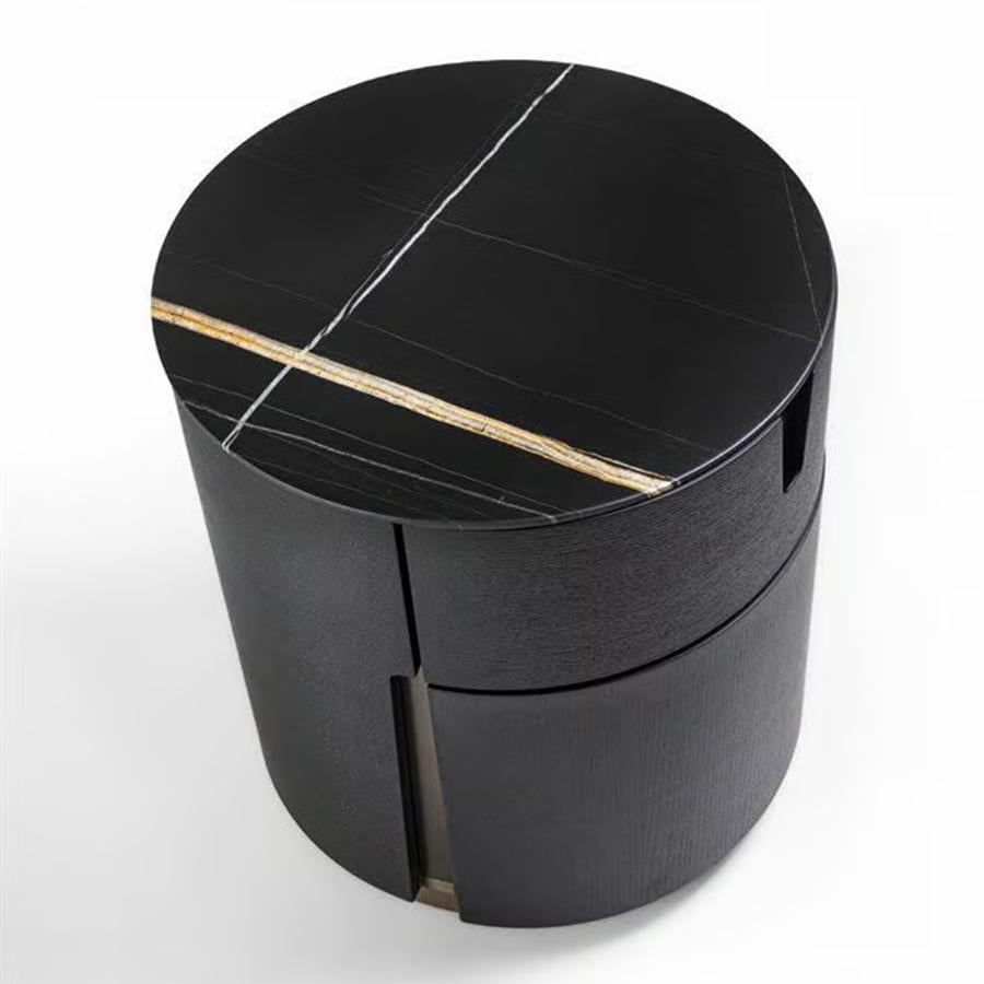 Effet bronze Table d'appoint en marbre noir Lleno en vente