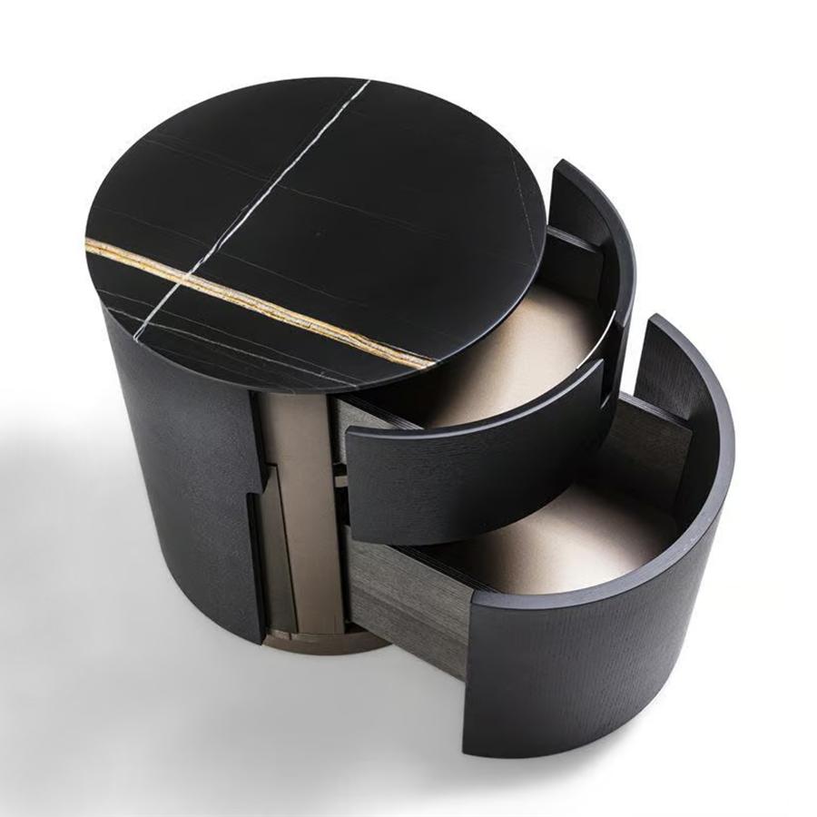 italien Table d'appoint en marbre noir Lleno en vente
