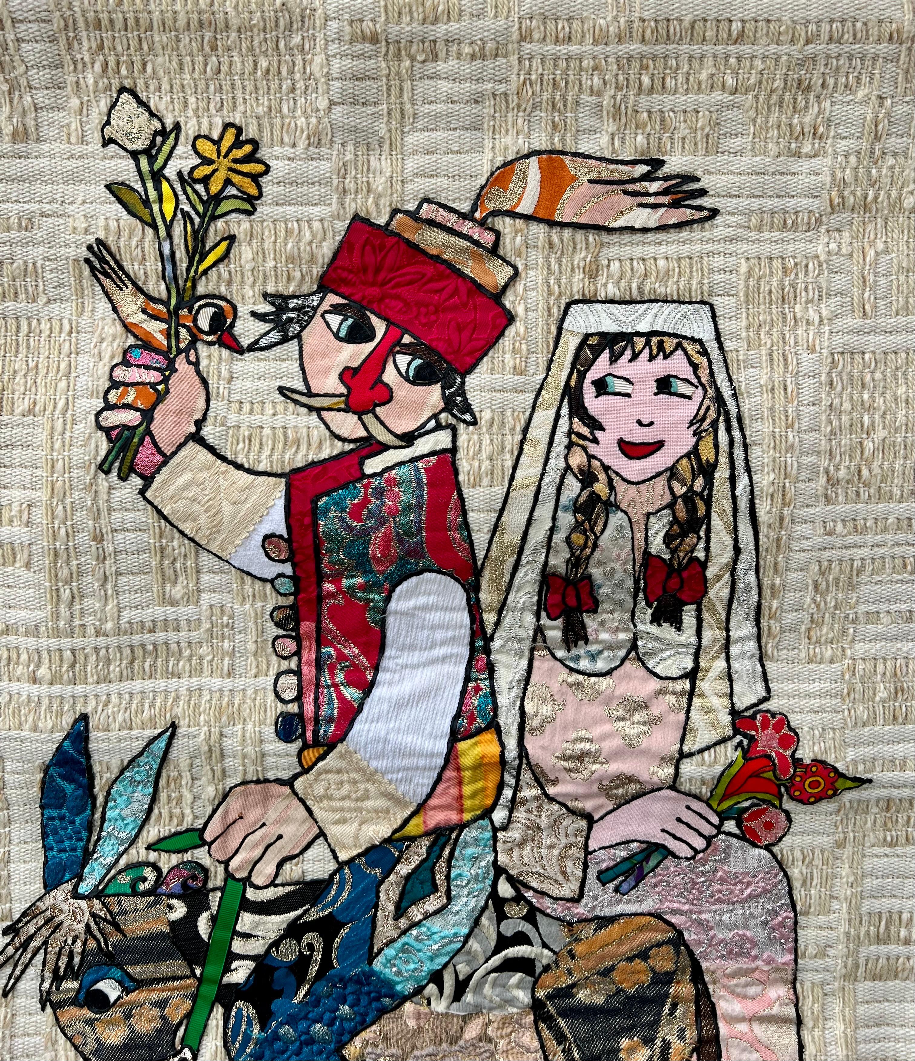 Naive European French Folk Art Jovan Lazar Obican Tapestry Wall Hanging Weaving For Sale 8