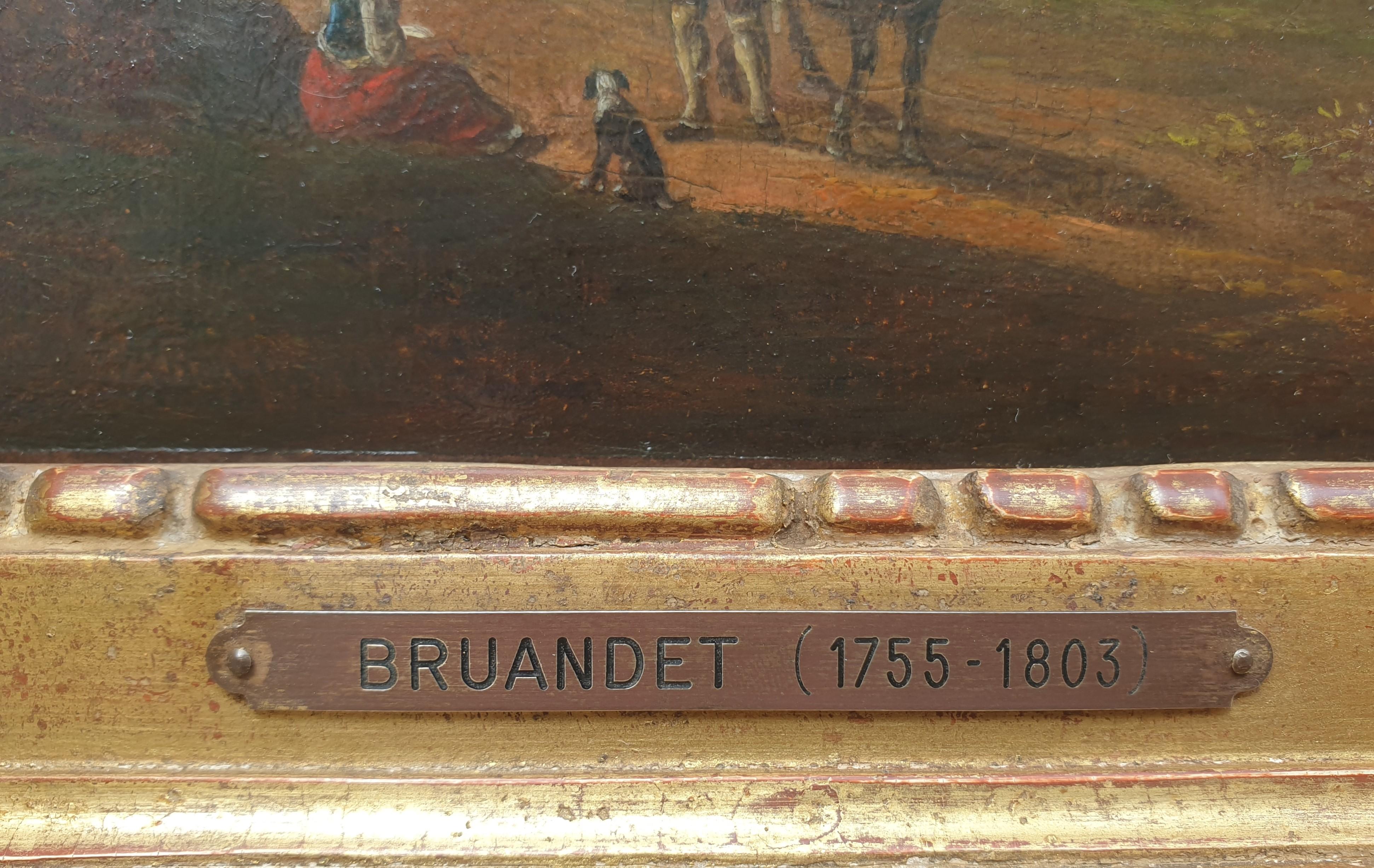 BRUANDET Paisaje francés fin 18ª ruina montaña pastor Romántico 5