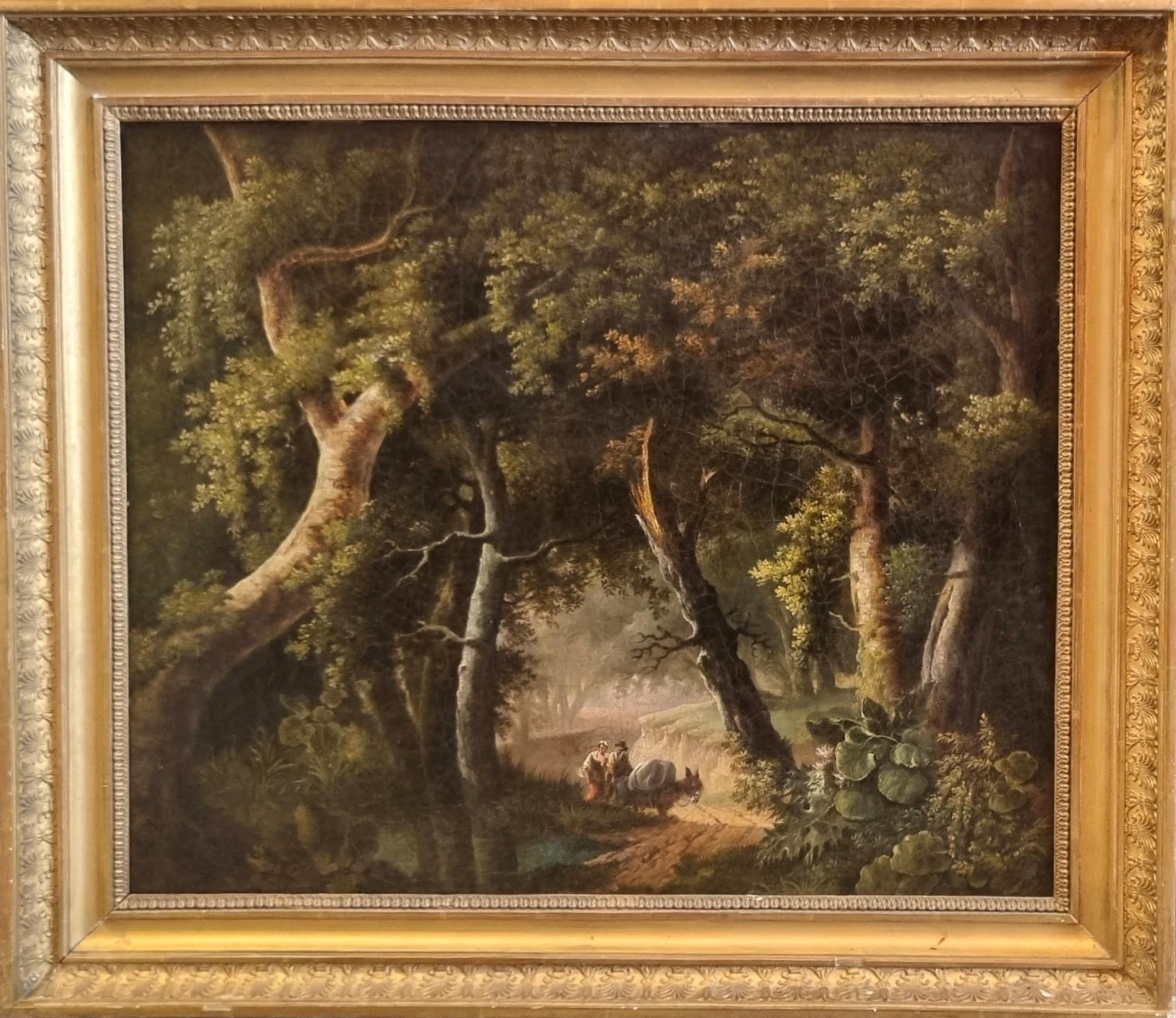 BRUANDET Französisch Malerei Landschaft Wald Bäume Romantisch 19. (Braun), Landscape Painting, von Lazare Bruandet
