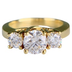 Lazare Kaplan 3 Stone Diamond Ring 18k Yellow Gold