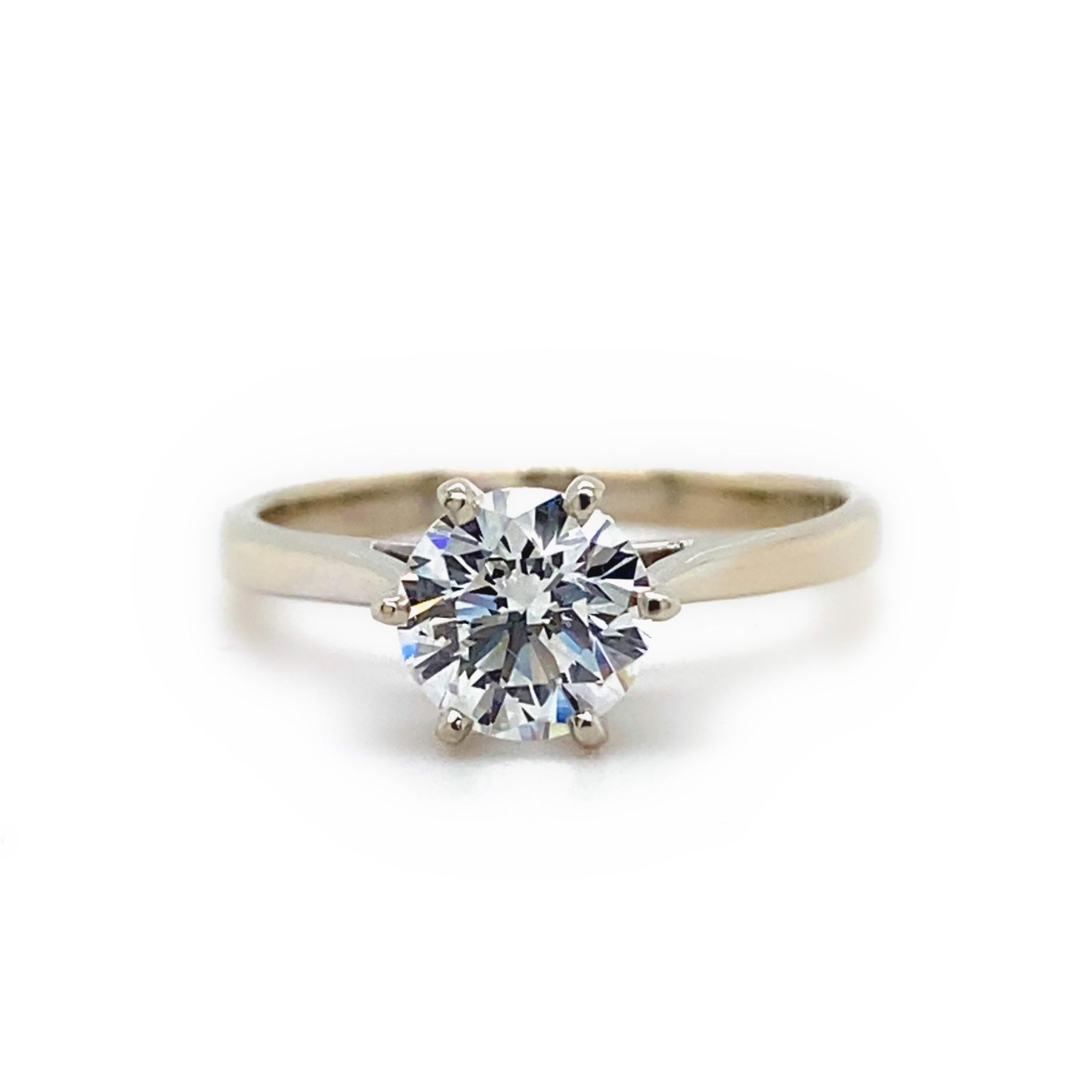 LAZARE KAPLAN Round Brilliant Diamond 1CT F VS1 Engagement Ring in 14kt WG GIA For Sale 4
