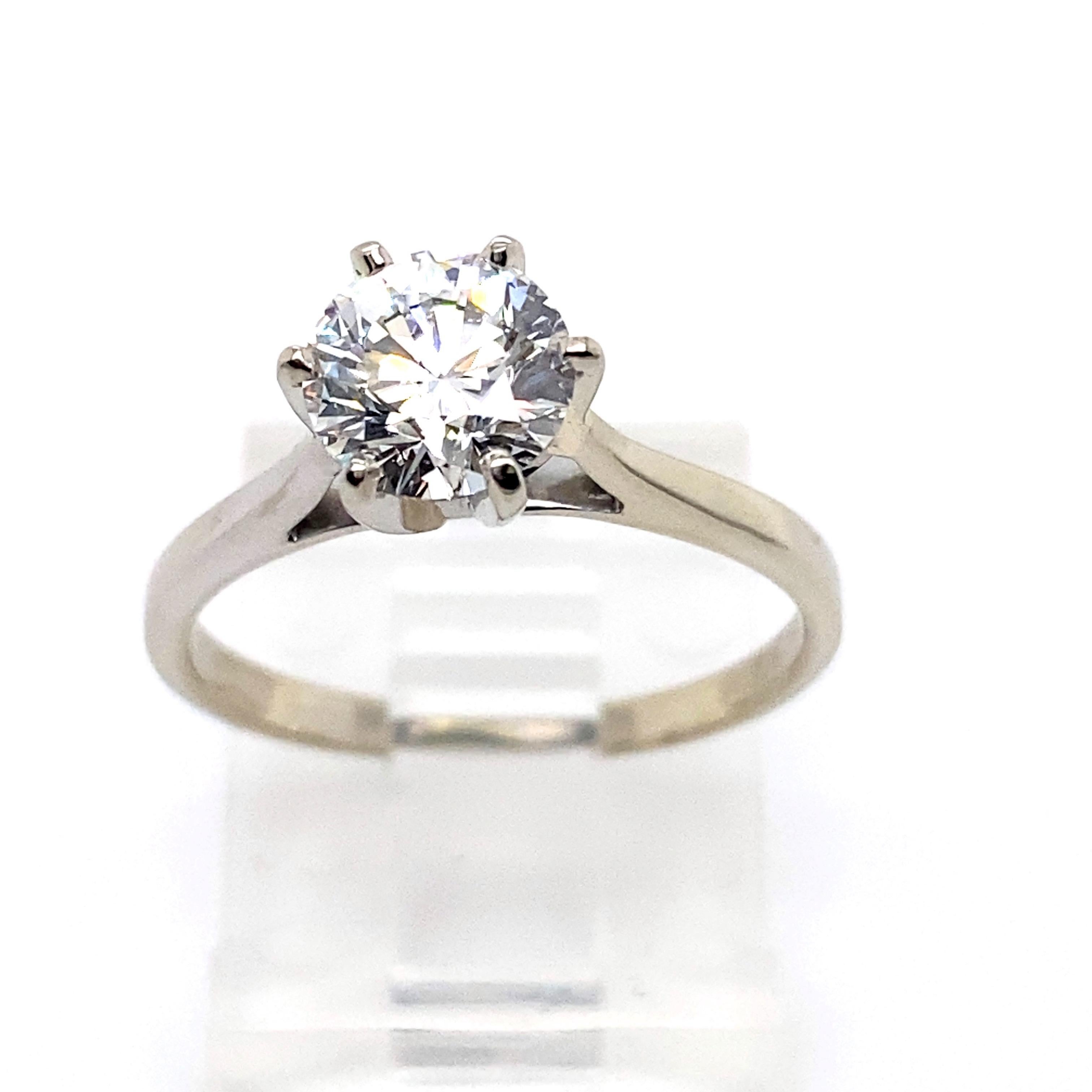 LAZARE KAPLAN Round Brilliant Diamond Solitaire Engagement Ring 
Style:  6-Prong Solitaire
GIA Diamond Certificate:  6137638802
Metal:  14kt White Gold
Size:  6.25 sizable
TCW:  1.00 cts
Main Diamond:  Round Brilliant Diamond 1.00 cts
Color &