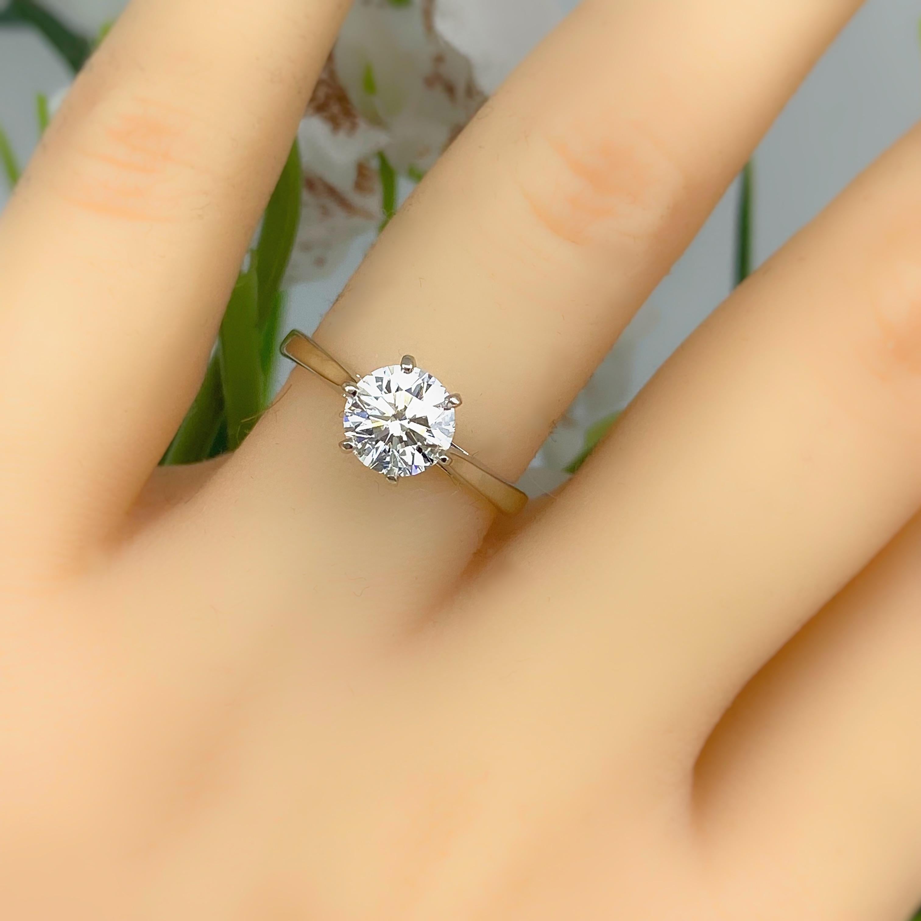 LAZARE KAPLAN Bague de fiançailles en or 14 carats avec diamant rond brillant 1 carat F VS1 certifié GIA Pour femmes en vente