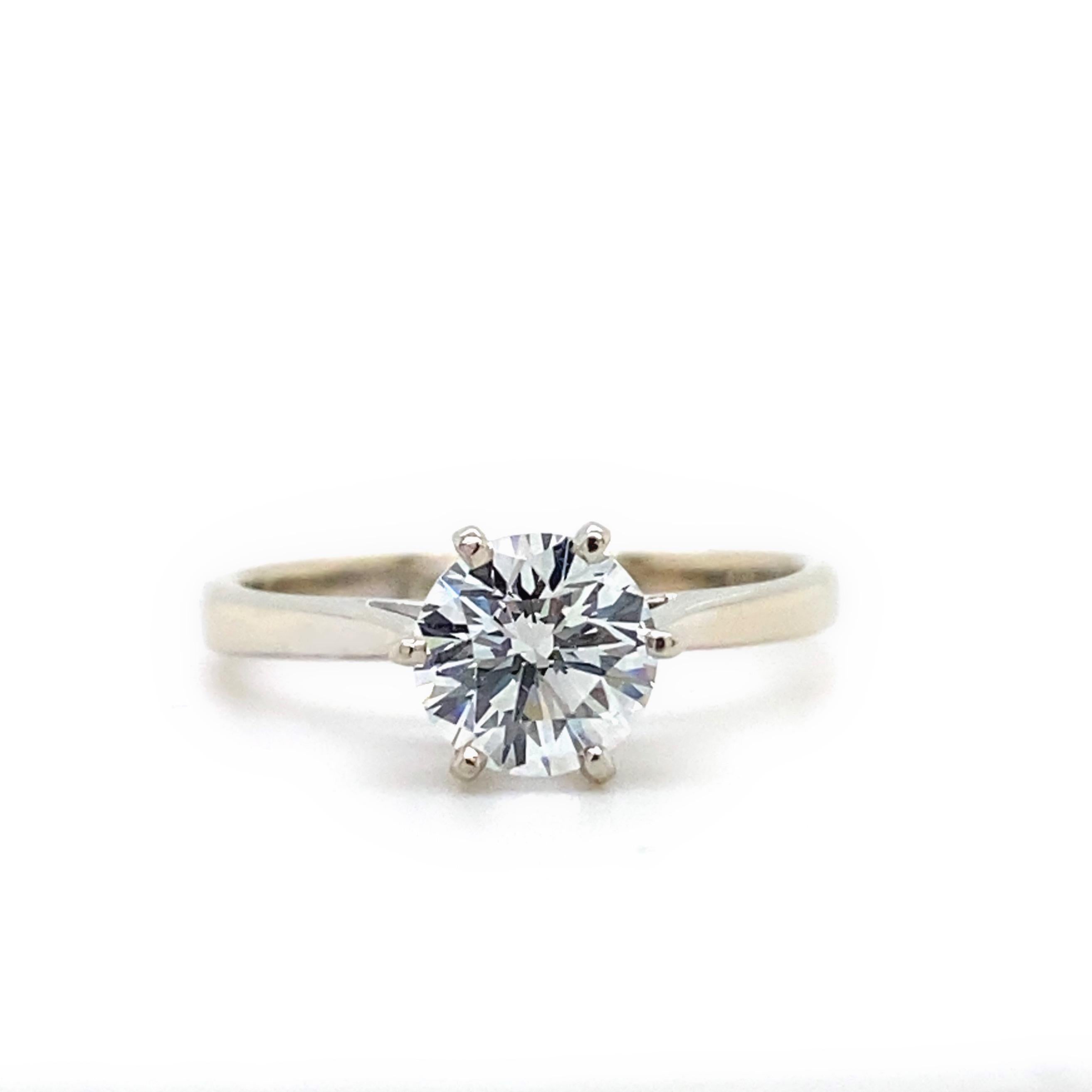 LAZARE KAPLAN Round Brilliant Diamond 1CT F VS1 Engagement Ring in 14kt WG GIA For Sale 1