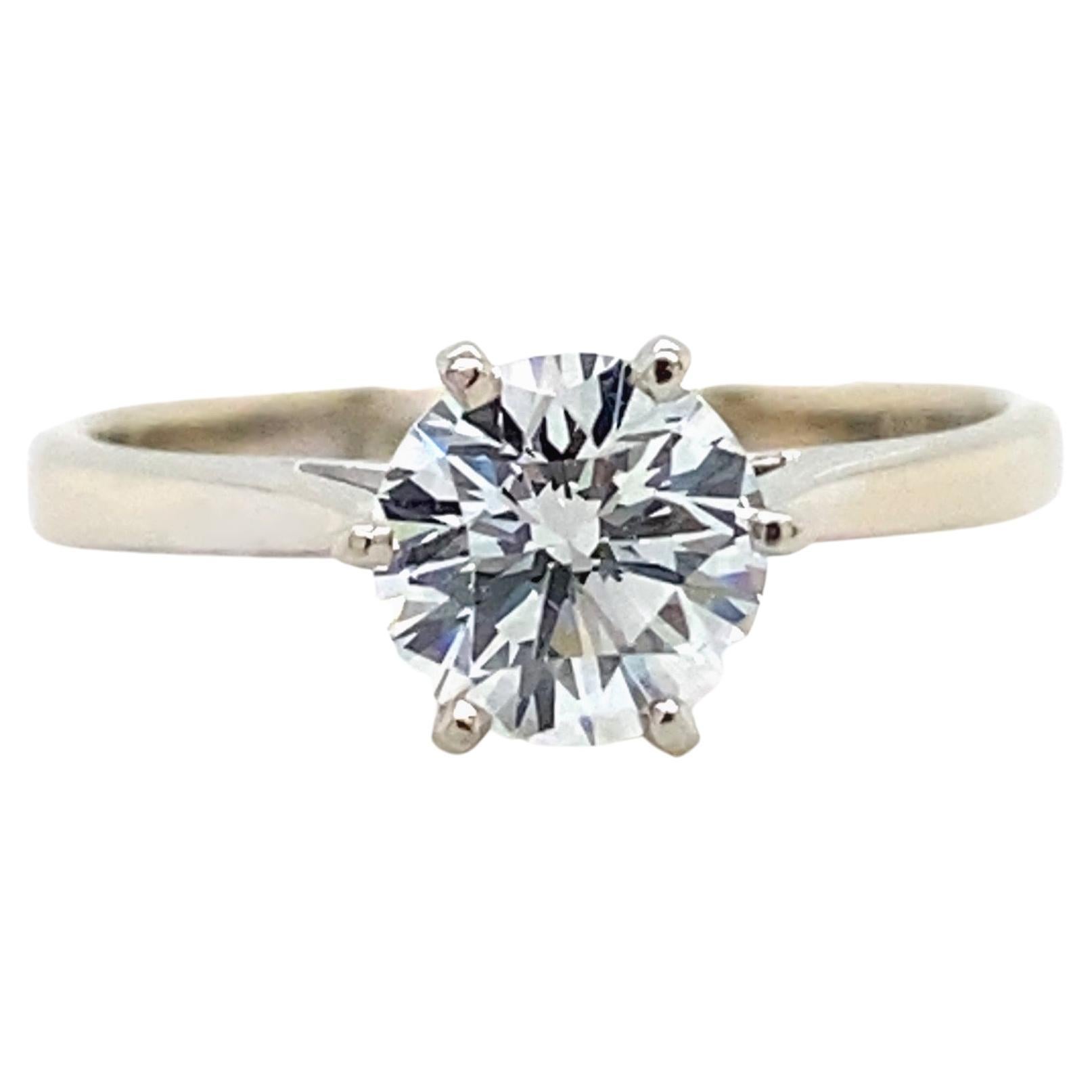 LAZARE KAPLAN Round Brilliant Diamond 1CT F VS1 Engagement Ring in 14kt WG GIA For Sale