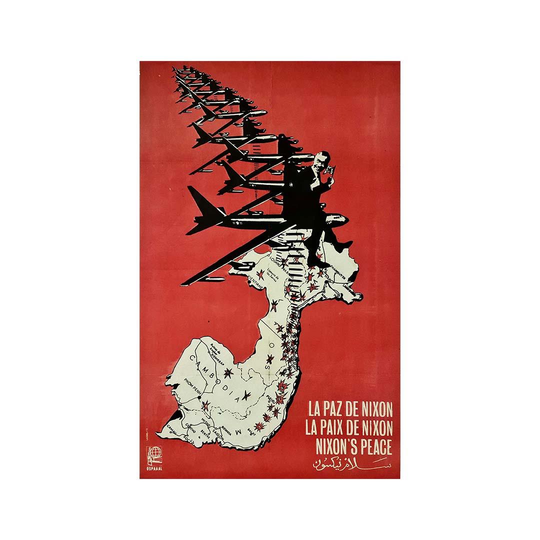 1972 Original poster edited by OSPAAAL: Nixon's peace - Vietnam War - Political - Print by Lazaro