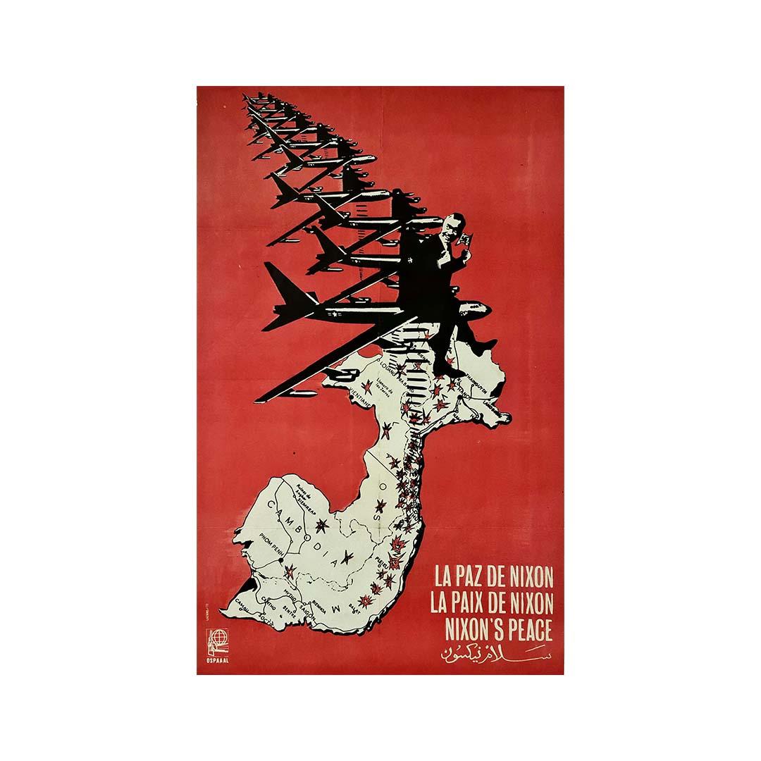 1972 Original poster edited by OSPAAAL: Nixon's peace - Vietnam War - Political